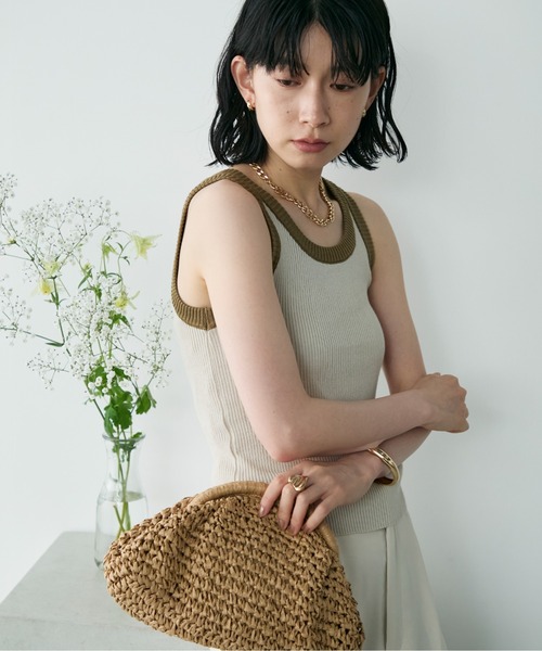 Shelly island（シェリーアイランド）の「バイカラーアメスリニット（タンクトップ・レディース・ブラック/カーキ/ベージュ・FREE）」の13枚目の写真