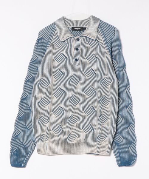 Desigual(デシグアル)の「杢調のポロセーター(ニット/セーター・メンズ・ブルー・S/M/L/XL)」の6枚目の写真