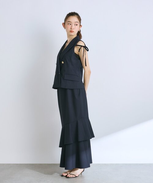 La boutique BonBon(ラブティックボンボン)の「【セットアップ可・美シルエット】ポプリンアシメマーメイドスカート(スカート・レディース・グレイッシュベージュ/ネイビー・38/36)」の12枚目の写真