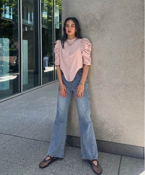 トップス Ameri GATHER SLEEVE ROUND BLOUSE GATHER SLEEVE ROUND BLOUSE（シャツ/ブラウス）｜Ameri（アメリ