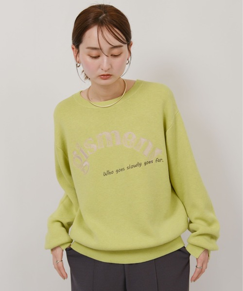 palm RICHE（ポームリシュ）の「前後2way 刺繍ロゴニット（ニット/セーター・レディース・イエロー/ブラック/オフホワイト・M）」の3枚目の写真