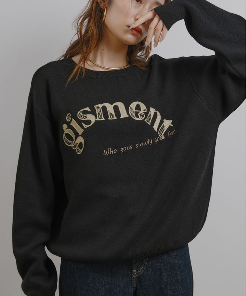 palm RICHE（ポームリシュ）の「前後2way 刺繍ロゴニット（ニット/セーター・レディース・イエロー/ブラック/オフホワイト・M）」の10枚目の写真