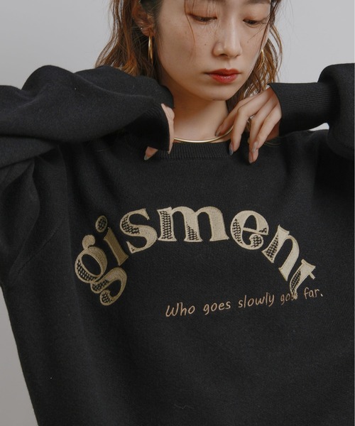 palm RICHE（ポームリシュ）の「前後2way 刺繍ロゴニット（ニット/セーター・レディース・イエロー/ブラック/オフホワイト・M）」の8枚目の写真