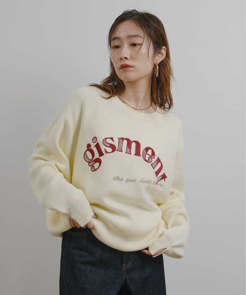 palm RICHE（ポームリシュ）の「前後2way 刺繍ロゴニット（ニット/セーター・レディース・イエロー/ブラック/オフホワイト・M）」の19枚目の写真
