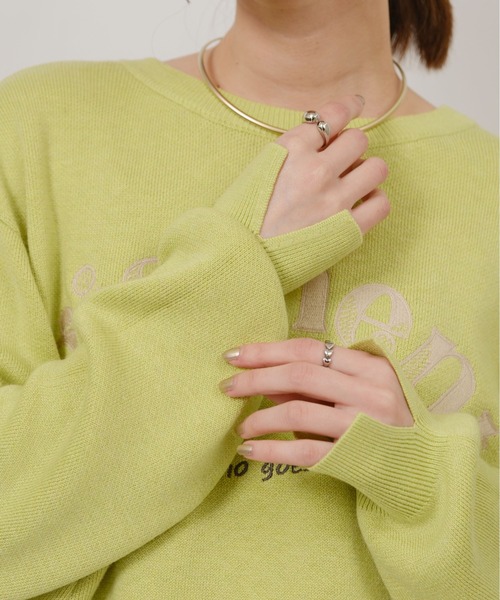 palm RICHE（ポームリシュ）の「前後2way 刺繍ロゴニット（ニット/セーター・レディース・イエロー/ブラック/オフホワイト・M）」の6枚目の写真