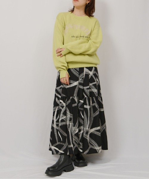 palm RICHE（ポームリシュ）の「前後2way 刺繍ロゴニット（ニット/セーター・レディース・イエロー/ブラック/オフホワイト・M）」の21枚目の写真
