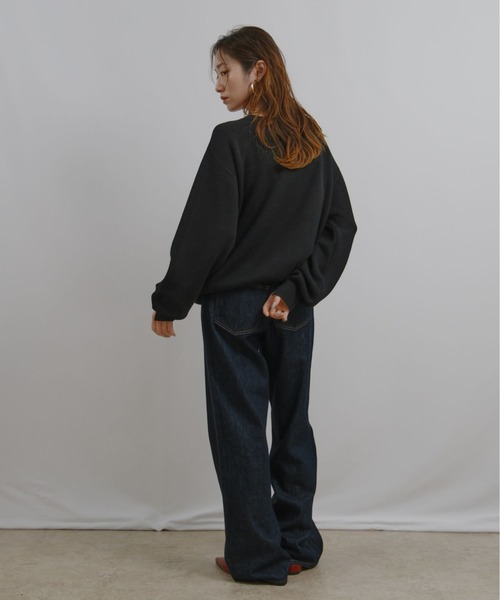 palm RICHE（ポームリシュ）の「前後2way 刺繍ロゴニット（ニット/セーター・レディース・イエロー/ブラック/オフホワイト・M）」の9枚目の写真