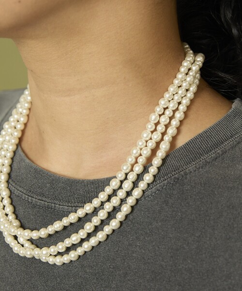 Freada(フリーダ)の「Freada/フリーダ ガラス 手巻き パール ロング ネックレス 140cm(ネックレス・レディース・オフホワイト・ONE SIZE)」の2枚目の写真