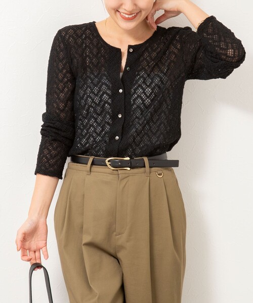 NOLLEY’S（ノーリーズ）の「2WAYレースカーディガン（カーディガン/ボレロ・レディース・ブラック/サックスブルー/キナリ・38）」の3枚目の写真