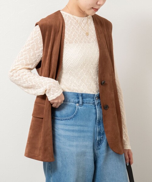 NOLLEY’S（ノーリーズ）の「2WAYレースカーディガン（カーディガン/ボレロ・レディース・ブラック/サックスブルー/キナリ・38）」の21枚目の写真