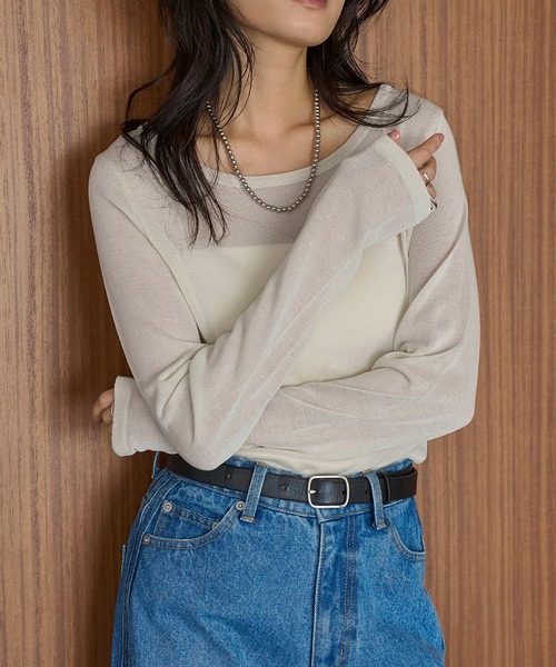 meilmada(メイルマダ)の「シアーニットプルオーバー(ニット/セーター・レディース・ブルー/ブラック/ライトベージュ/ライトブラウン/チャコールグレー・FREE)」の1枚目の写真