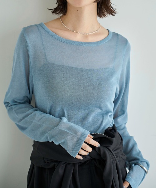 meilmada(メイルマダ)の「シアーニットプルオーバー(ニット/セーター・レディース・ブルー/ブラック/ライトベージュ/ライトブラウン/チャコールグレー・FREE)」の5枚目の写真