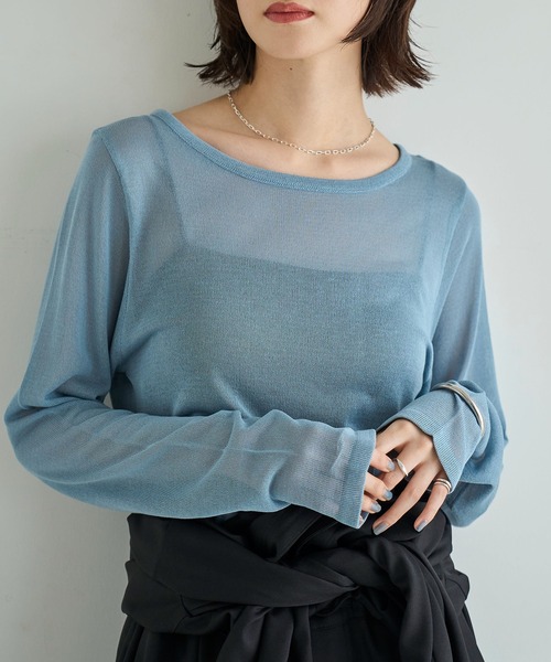 meilmada（メイルマダ）の「シアーニットプルオーバー（ニット/セーター・レディース・ブルー/ブラック/ライトベージュ/ライトブラウン/チャコールグレー・FREE）」の13枚目の写真