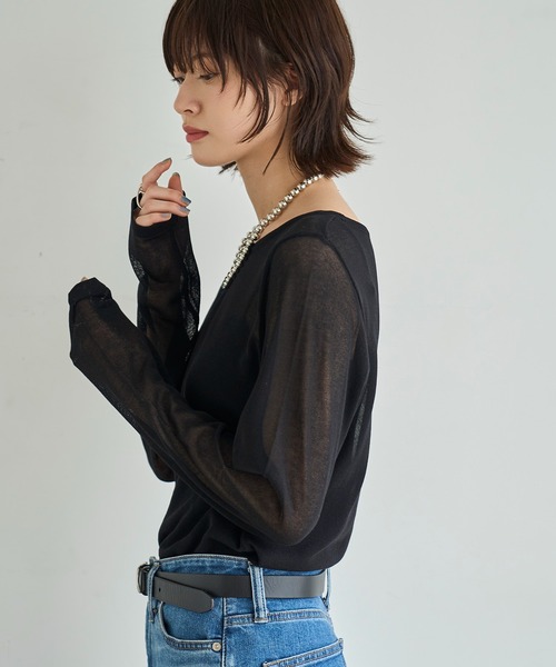 meilmada(メイルマダ)の「シアーニットプルオーバー(ニット/セーター・レディース・ブルー/ブラック/ライトベージュ/ライトブラウン/チャコールグレー・FREE)」の20枚目の写真