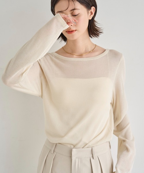 meilmada(メイルマダ)の「シアーニットプルオーバー(ニット/セーター・レディース・ブルー/ブラック/ライトベージュ/ライトブラウン/チャコールグレー・FREE)」の6枚目の写真