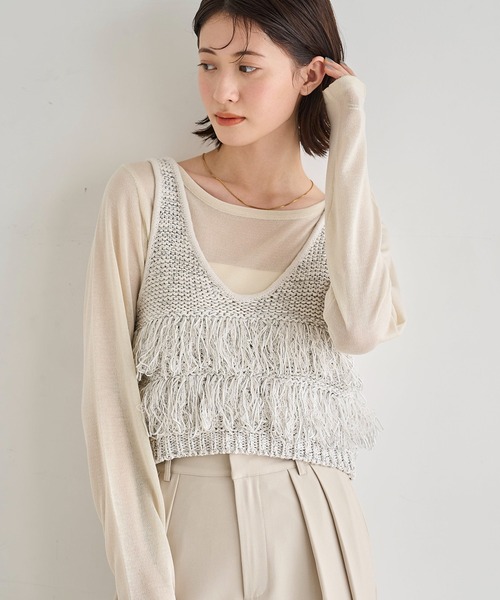 meilmada(メイルマダ)の「シアーニットプルオーバー(ニット/セーター・レディース・ブルー/ブラック/ライトベージュ/ライトブラウン/チャコールグレー・FREE)」の12枚目の写真