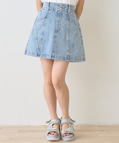 セール】オシャ見え切替えスカート（デニムスカート