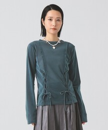 Ray BEAMS | フロッキー レースアップ トップス(Tシャツ/カットソー)