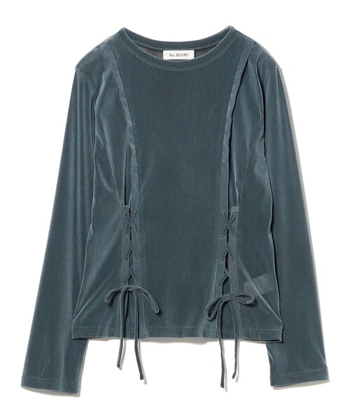 Ray BEAMS(レイビームス)の「フロッキー レースアップ トップス(Tシャツ/カットソー・レディース・ブラウン/ブルー・ONE SIZE)」の13枚目の写真