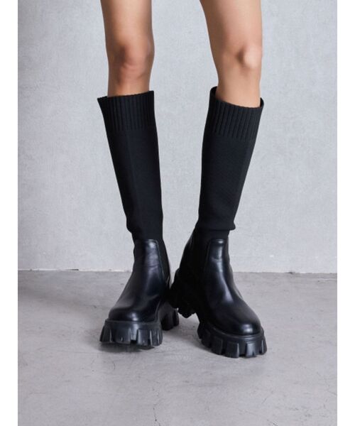 GYDA（ジェイダ）の「ニットドッキングボリュームソールブーツ（ブーツ・レディース・ブラック・SMALL/MEDIUM/LARGE）」の12枚目の写真