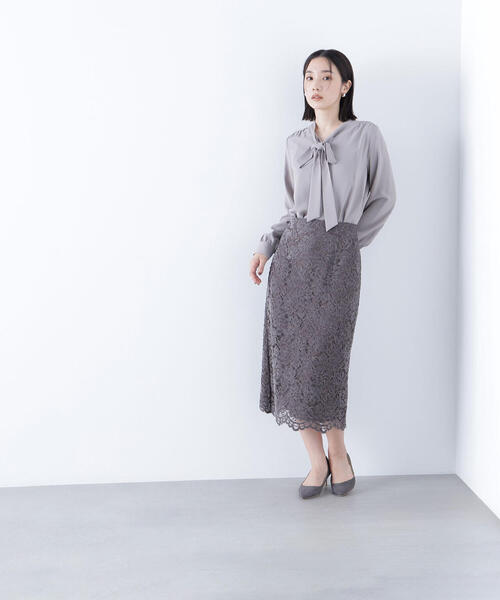 NATURAL BEAUTY BASIC（ナチュラルビューティーベーシック）の「◇リボンボウタイブラウス（シャツ/ブラウス・レディース・ブラウン/オフホワイト/ブルー・MEDIUM/SMALL）」の19枚目の写真