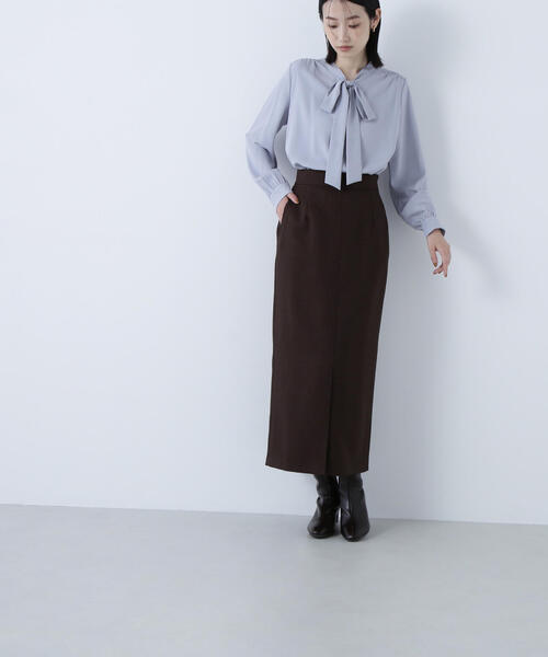 NATURAL BEAUTY BASIC（ナチュラルビューティーベーシック）の「◇リボンボウタイブラウス（シャツ/ブラウス・レディース・ブラウン/オフホワイト/ブルー・MEDIUM/SMALL）」の12枚目の写真