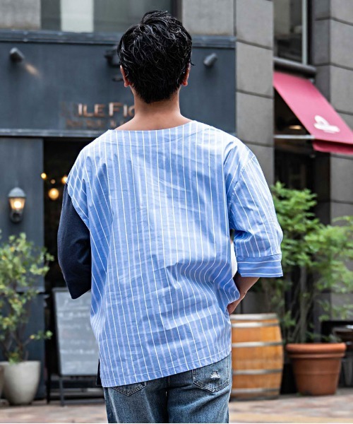SILVER BULLET(シルバーバレット)の「『CavariA/キャバリア』ストライプ切替半袖Tシャツ(Tシャツ/カットソー・メンズ・ブルー/ブラック・L/M)」の10枚目の写真