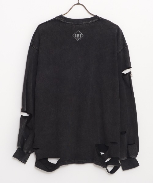 TRAVAS TOKYO(トラバス トウキョウ)の「『TRAVAS TOKYO/トラバス トーキョー』ステッチ入りイラストプリントL/S Tee/ロングスリーブカットソー(Tシャツ/カットソー・レディース・ブラック/チャコールグレー・FREE)」の9枚目の写真