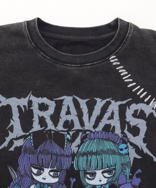 TRAVAS TOKYO(トラバス トウキョウ)の「『TRAVAS TOKYO/トラバス トーキョー』ステッチ入りイラストプリントL/S Tee/ロングスリーブカットソー(Tシャツ/カットソー・レディース・ブラック/チャコールグレー・FREE)」の14枚目の写真