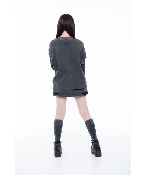 TRAVAS TOKYO(トラバス トウキョウ)の「『TRAVAS TOKYO/トラバス トーキョー』ステッチ入りイラストプリントL/S Tee/ロングスリーブカットソー(Tシャツ/カットソー・レディース・ブラック/チャコールグレー・FREE)」の7枚目の写真