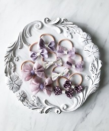 新色★⭐︎ヘアゴム220大きめストーンのキラキラ高級リボンヘアゴム紫贅沢バージョン 新色ヘアゴム220大きめストーンのキラキラ高級リボンヘアゴム紫贅沢