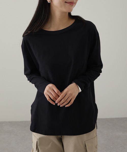 Lace Ladies(レースレディース)の「クルーネック ラウンドヘム 長袖 カット プルオーバー(Tシャツ/カットソー・レディース・ホワイト/ブラック・M/XL)」の5枚目の写真