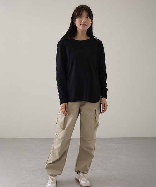 Lace Ladies(レースレディース)の「クルーネック ラウンドヘム 長袖 カット プルオーバー(Tシャツ/カットソー・レディース・ホワイト/ブラック・M/XL)」の7枚目の写真