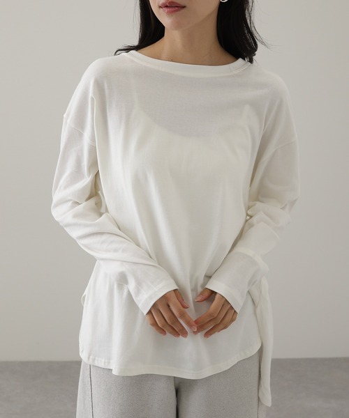 Lace Ladies(レースレディース)の「クルーネック ラウンドヘム 長袖 カット プルオーバー(Tシャツ/カットソー・レディース・ホワイト/ブラック・M/XL)」の8枚目の写真