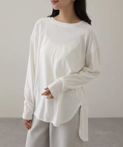Lace Ladies(レースレディース)の「クルーネック ラウンドヘム 長袖 カット プルオーバー(Tシャツ/カットソー・レディース・ホワイト/ブラック・M/XL)」の9枚目の写真