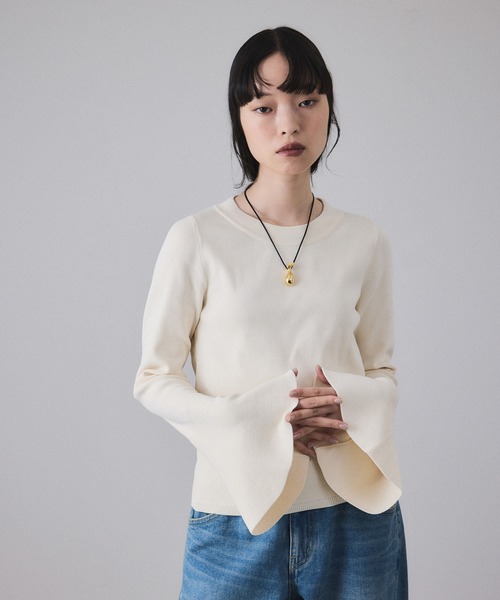 ADAM ET ROPE'（アダムエロペ）の「ボリュームカフスプルオーバー（ニット/セーター・レディース・オフホワイト/ダークブラウン/ミント・FREE）」の10枚目の写真