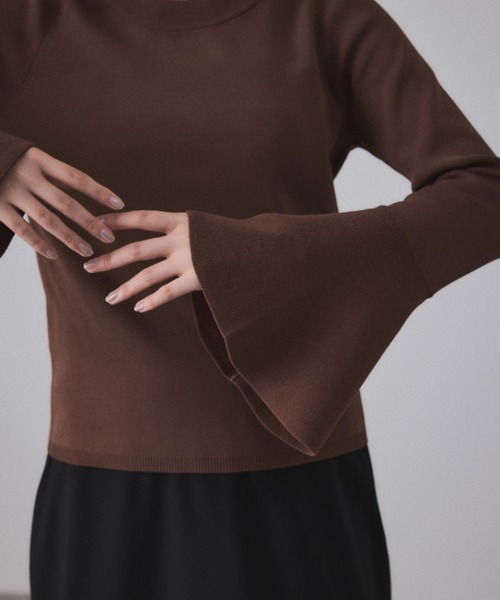 ADAM ET ROPE'（アダムエロペ）の「ボリュームカフスプルオーバー（ニット/セーター・レディース・オフホワイト/ダークブラウン/ミント・FREE）」の12枚目の写真