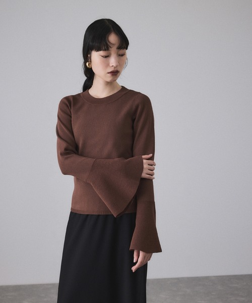 ADAM ET ROPE'（アダムエロペ）の「ボリュームカフスプルオーバー（ニット/セーター・レディース・オフホワイト/ダークブラウン/ミント・FREE）」の13枚目の写真