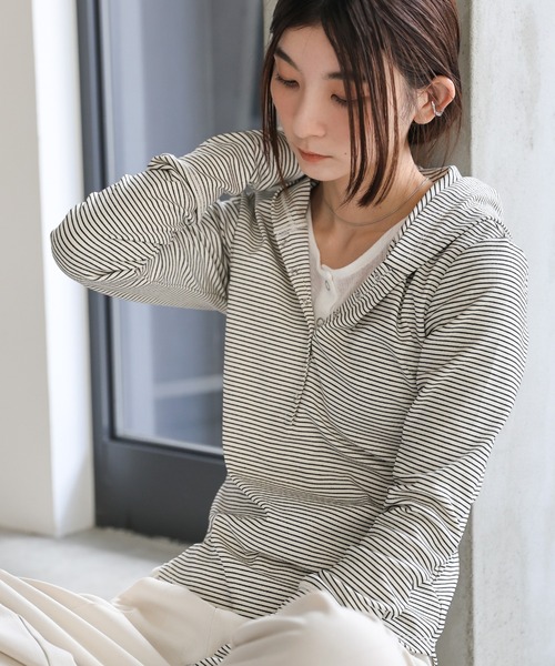 セール】ボーダーフーディーロンT（パーカー）｜select MOCA（セレクト