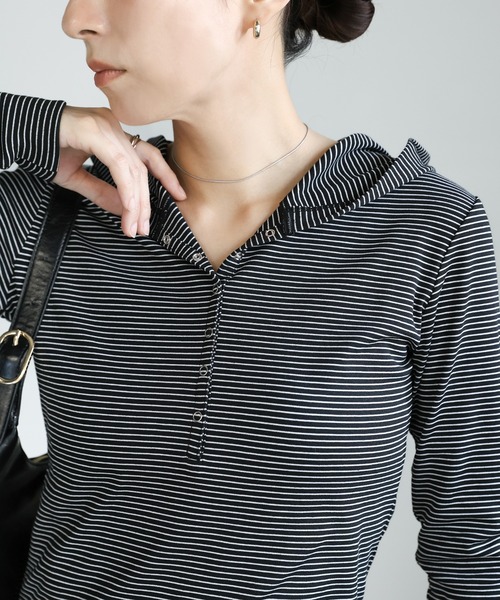 select MOCA（セレクトモカ）の「ボーダーフーディーロンT（パーカー