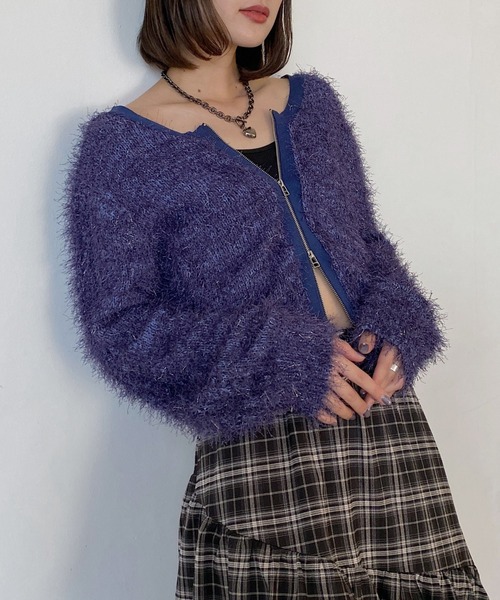 PAGEBOY(ページボーイ)の「ダンスヤーン2WAYカーディガン【前後2WAY着用】(カーディガン/ボレロ・レディース・ブラック/ブルー/オフホワイト/ピンク系その他・FREE)」の3枚目の写真