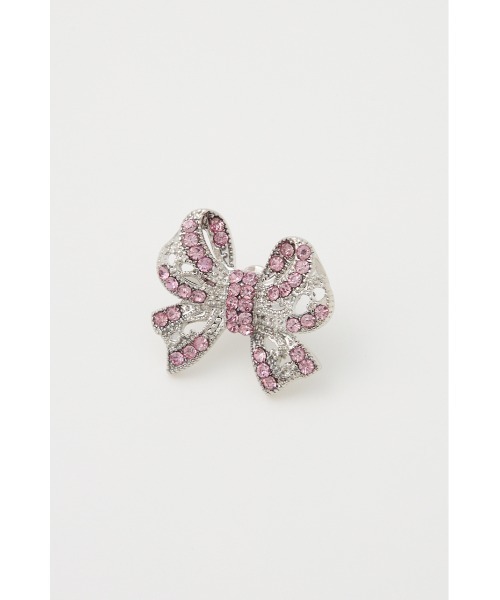 SLY（スライ）の「BIJOU RIBBON P/EARRING ビジュー リボンピアス（ピアス（両耳用）・レディース・ピンク/クリア・FREE）」の6枚目の写真