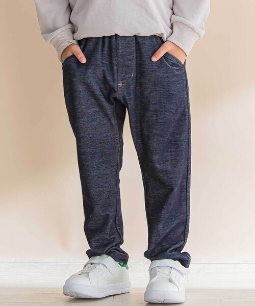 Noeil aime BeBe（ノイユエイムベベ）の「【お揃い】デニムニットクライミングロングパンツ（その他パンツ・キッズ・ブルー/ネイビー・100cm/120cm/110cm/130cm/90cm）」の2枚目の写真