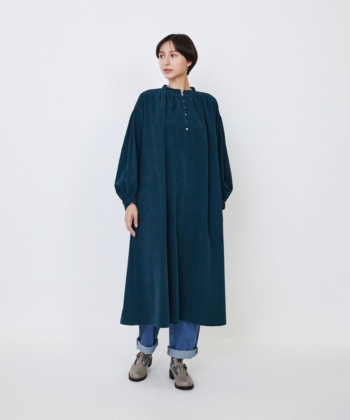 LOISIR（ロワズィール）の「【MTサイズ有り】コットン細コールスモックワンピース（ワンピース・レディース・ブラウン/グリーン/キナリ・M/MT）」の3枚目の写真