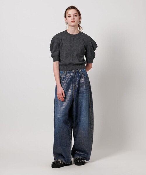 ASTRAET（アストラット）の「＜ASTRAET＞16G ボリュームショルダー クルーネックニット（ニット/セーター・レディース・グレー系/ブラック・FREE）」の7枚目の写真