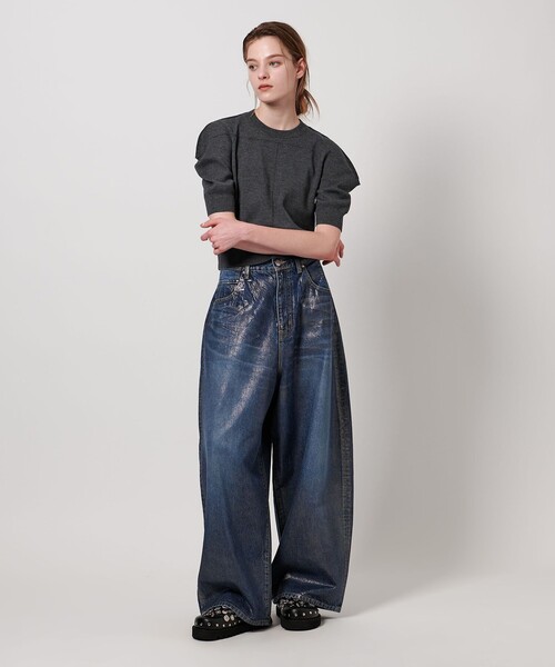 ASTRAET（アストラット）の「＜ASTRAET＞16G ボリュームショルダー クルーネックニット（ニット/セーター・レディース・グレー系/ブラック・FREE）」の8枚目の写真