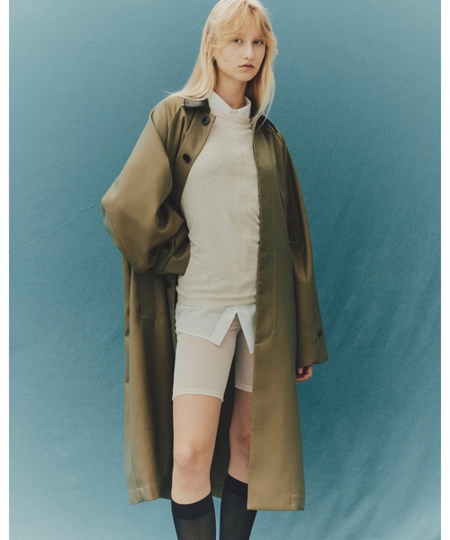 Juha（ユハ）の「LEATHER - COLLAR BALMACAAN COAT（ステンカラーコート・メンズ・ブラック/ベージュ・3/4）」の11枚目の写真