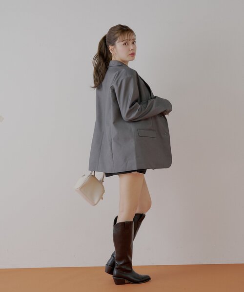 Chico（チコ）の「ビッグショルダールーズシングルジャケット（テーラードジャケット・レディース・グレー系その他2/ブラック/グレー・FREE）」の20枚目の写真