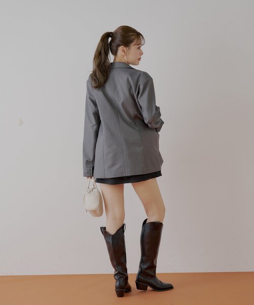Chico（チコ）の「ビッグショルダールーズシングルジャケット（テーラードジャケット・レディース・グレー系その他2/ブラック/グレー・FREE）」の21枚目の写真