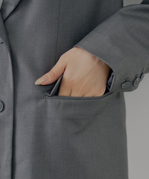 Chico（チコ）の「ビッグショルダールーズシングルジャケット（テーラードジャケット・レディース・グレー系その他2/ブラック/グレー・FREE）」の5枚目の写真